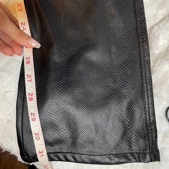 Revolve DANIELLE BERNSTEIN Croc Flare Faux Leather Pants 25 Black High Waist - Picture 6 of 7